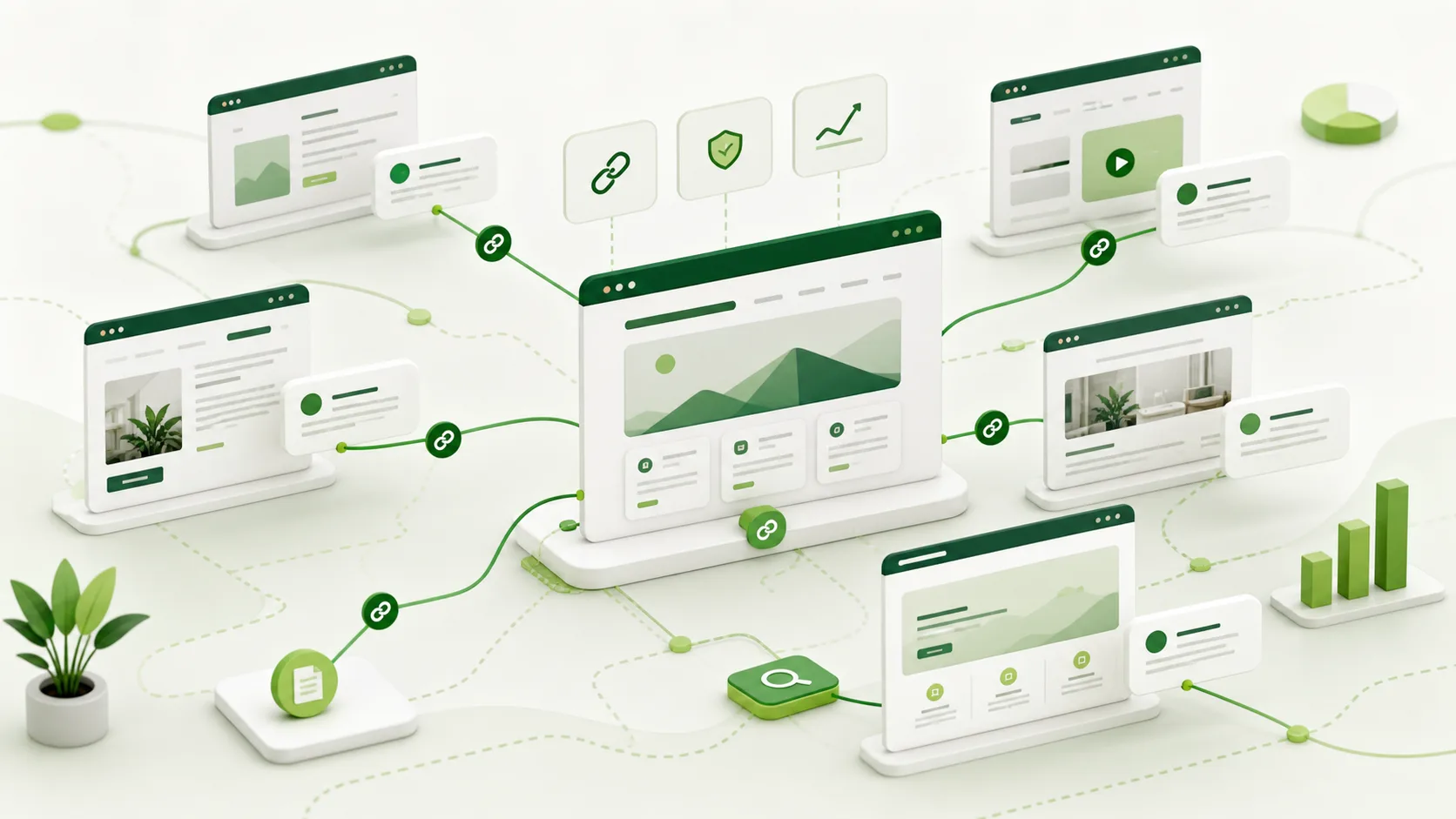 Illustration of multiple websites receiving external references and off-page backlink signals